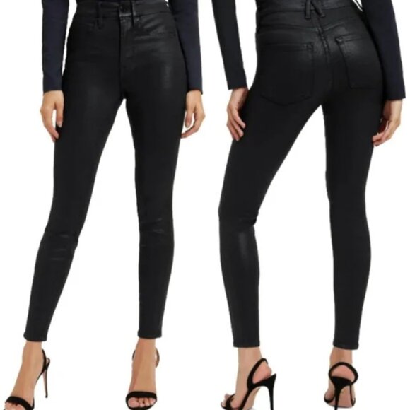 New Good American Good Legs High Rise Coated Skinny in Black001 size 6/28 - Picture 1 of 15